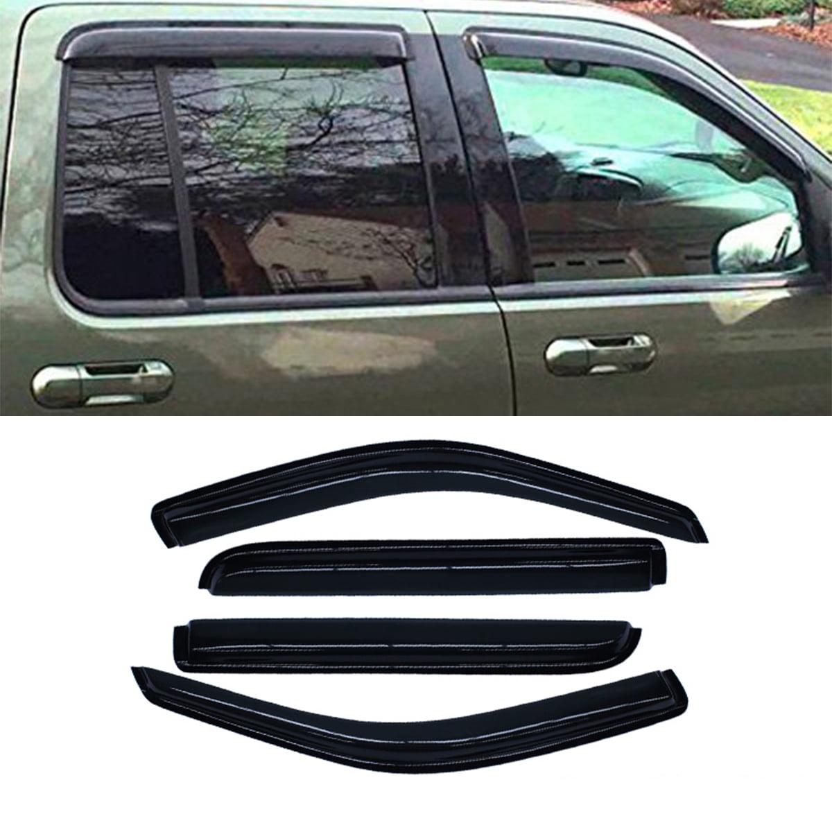 Smoke Tinted Window Vent Shade Deflectors Adhesive Tape-On Style-Window Visors Sun Vent Shade Deflectors Smoke