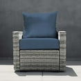 thumbnail image 2 of Textured Solid Pacific Blue Deep Seating Cushion Set, 2 of 8