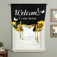 thumbnail image 2 of Welcome to Tie Up Curtain 45 Inches Long, Our Home Black Farmhouse Sunflowers Butterfly Balloon Style Kitchen Window Curtain Over Sink, Small Window Rod Pocket Curtain 52"x45", 2 of 9