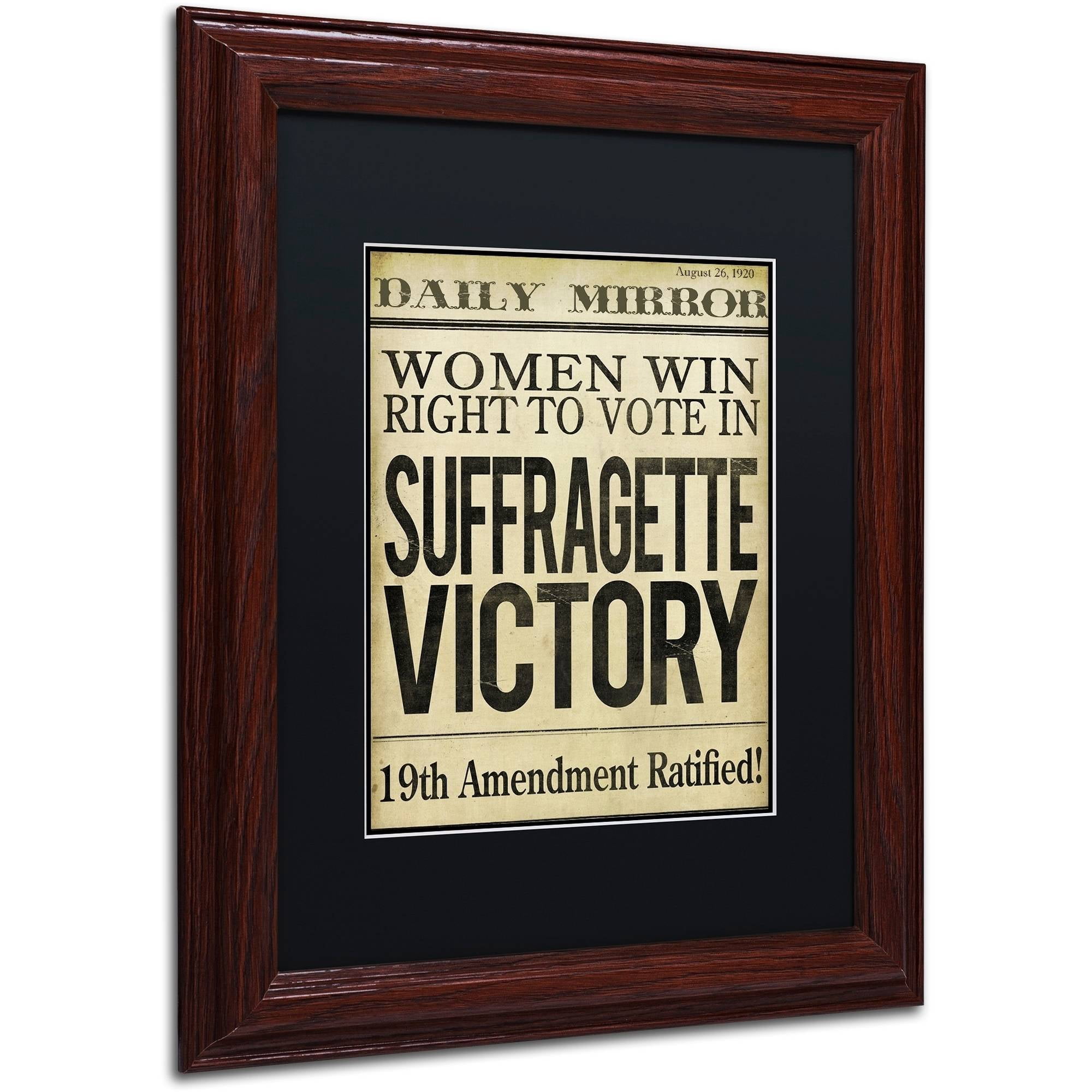 Trademark Fine Art "Women?s Right to Vote" Canvas Art by Color Bakery Black Matte, Wood Frame