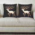 thumbnail image 3 of Whimsical Deer Throw Pillow Covers 18x18in Set of 2 - Light Pink with Intricate Antlers & Leaves Perfect for Couch Bed Car, 3 of 8