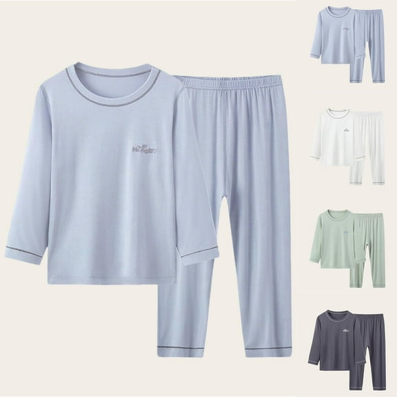 ATOGUTA Boys 2 Pieces Set for Boy Long Sleeve Set Sleepwear Soft Cute for Kids Size 3T-15, Blue