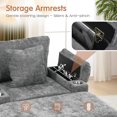 thumbnail image 4 of KINFFICT Accent Chair with Ottoman, Indoor Chaise Lounge with USB and Storage, Cozy Living Room Lounge Chair, Light Gray Chenille, 4 of 8