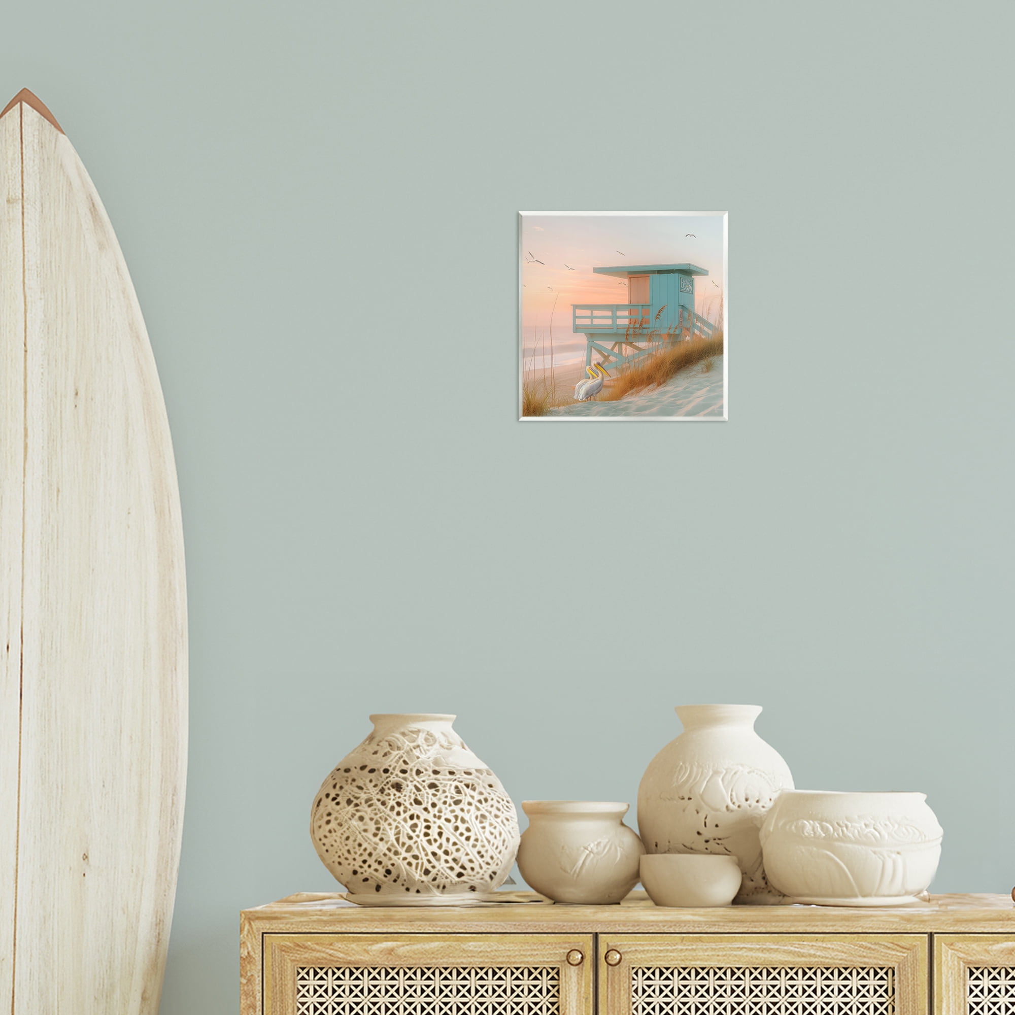 Stupell Industries Coastal Charm Beach Hut Coastal Painting Unframed Art Print Wall Art, 12 x 12