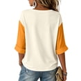 thumbnail image 4 of Trgacdwlo Womens Halloween Shirts V Neck Womens 3/4 Sleeve Tops Vintage Ghost Pumpkin Pattern Fall Holiday Graphic Tshirts for Women, 4 of 4