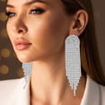 thumbnail image 2 of Super Flash Geométrica de aleación de diamantes de imitación Pendientes de borla larga Mujeres exagerada Banquete Pendientes, 2 of 5