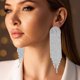 thumbnail image 1 of WILLBEST Pendientes De Borla Largos Con Diamantes De Imitación De Aleación Geométrica Super Flash Para Mujer, Aretes Exagerados Para Banquetes, 1 of 4