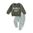 thumbnail image 1 of Honganda Toddler Boys 2Pcs Pants Sets Long Sleeve Letter Print Sweatshirt Tops and Drawstring Pants Sets, 1 of 9