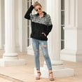 thumbnail image 4 of frariair Women's Leopard Print Quarter Zip Fleece Pullover Sweatshirt Long Sleeve Thermal Lined Jacket With Kangaroo Pocket For Winter Grey M, 4 of 5