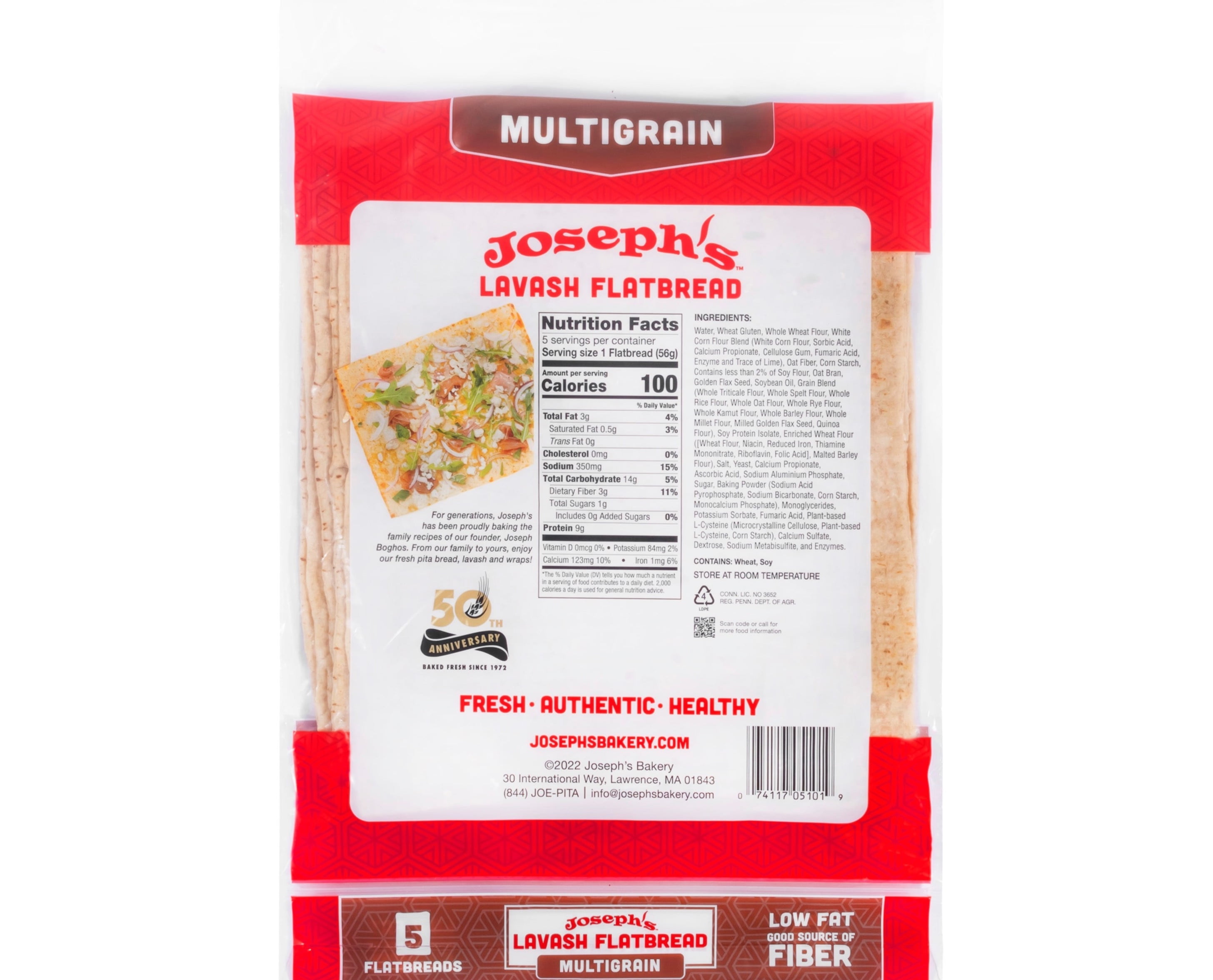 Joseph's Multigrain Flatbread Lavash, 5 Count 10 oz, Shelf-Stable