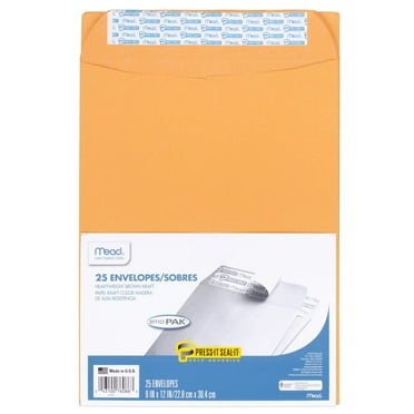 JAM PAPER 9x12 Open End Kraft Envelopes - Brown Manila, 28lb Paper, 50 Pack For Mailing Documents