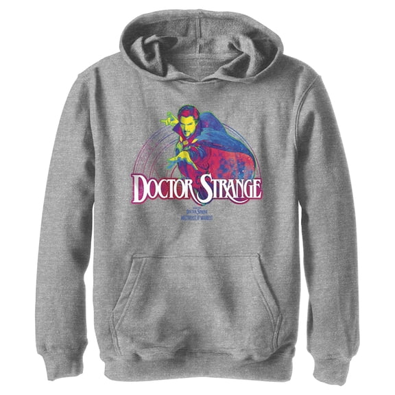 Boy's Marvel Doctor Strange in the Multiverse of Madness Colorful Doctor Strange Pull Over Hoodie Athletic Heather Medium