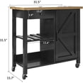 thumbnail image 2 of Coffee Bar, Farmhouse Coffee Bar Cart on Wheels with Storage Cabinet and Adjustable Shelves, Wood Corner Coffee Bar Station for Kitchen Dining Room, Living Room, Black, 2 of 6