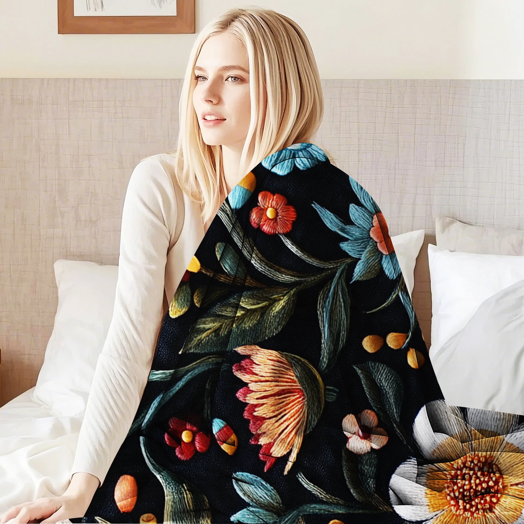 Flannel Fleece Throw Blanket, Soft Large Throw Blanket, Lightweight Cozy Plush Throw Blanket Fit Sofa Bed, 30"x40", Florals