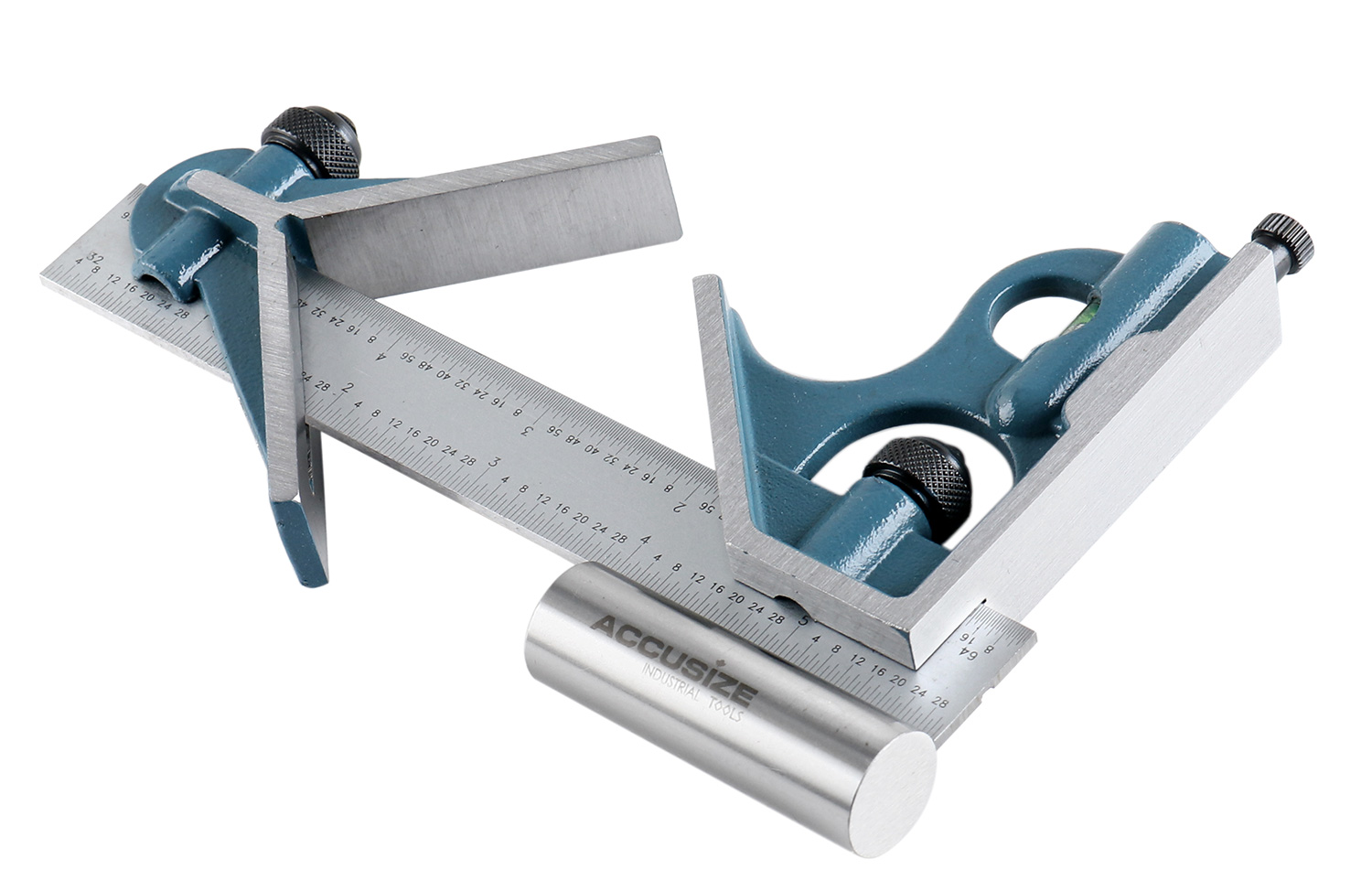 Accusize 6'' 3 Pc Combination Square Ruler Set Protractor Satin, 4-R Graduation, 0000-8100