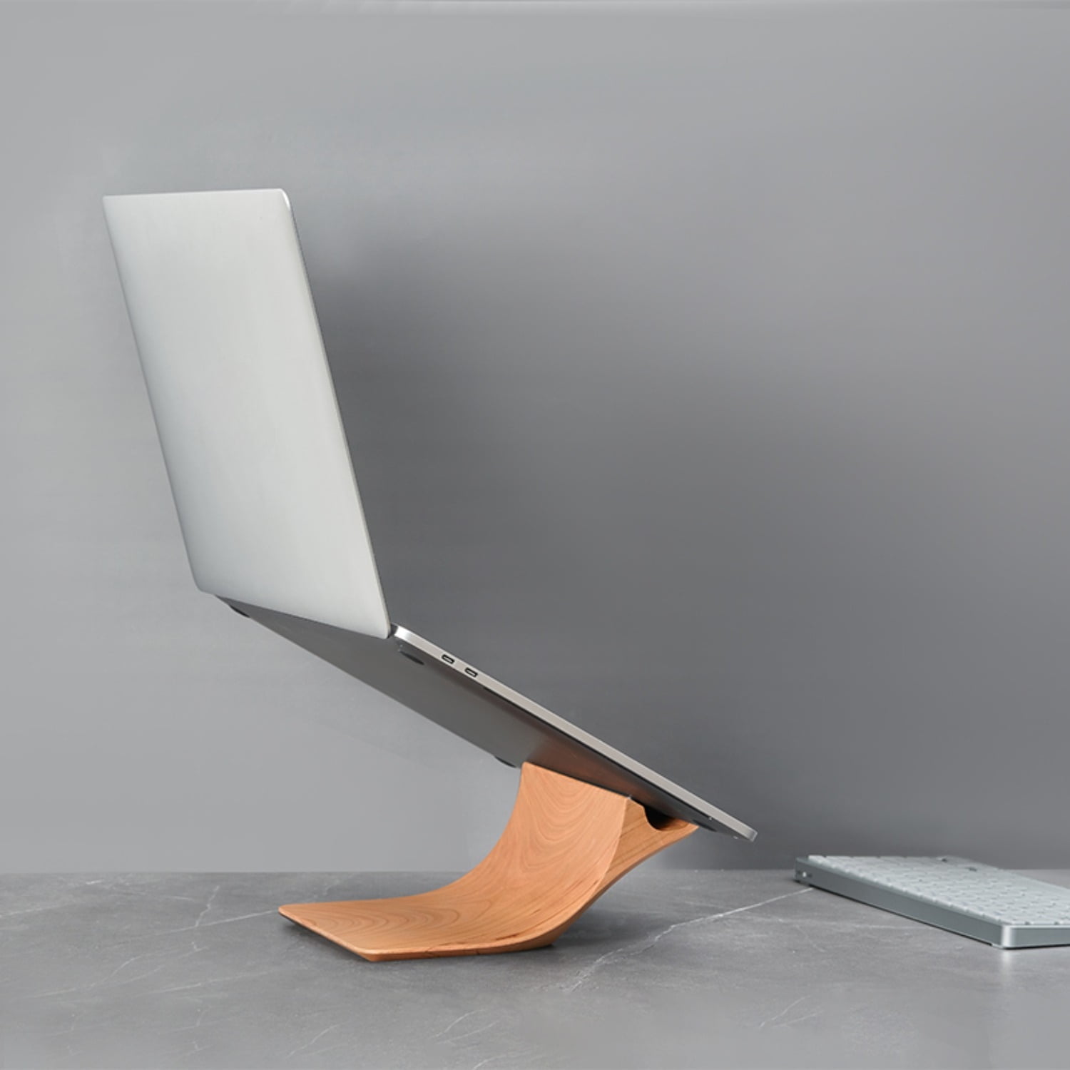Minimalist Wood Laptop Stand, M5Pro Ergonomic Notebook Riser for Desk, Height Adjustable Computer Holder
