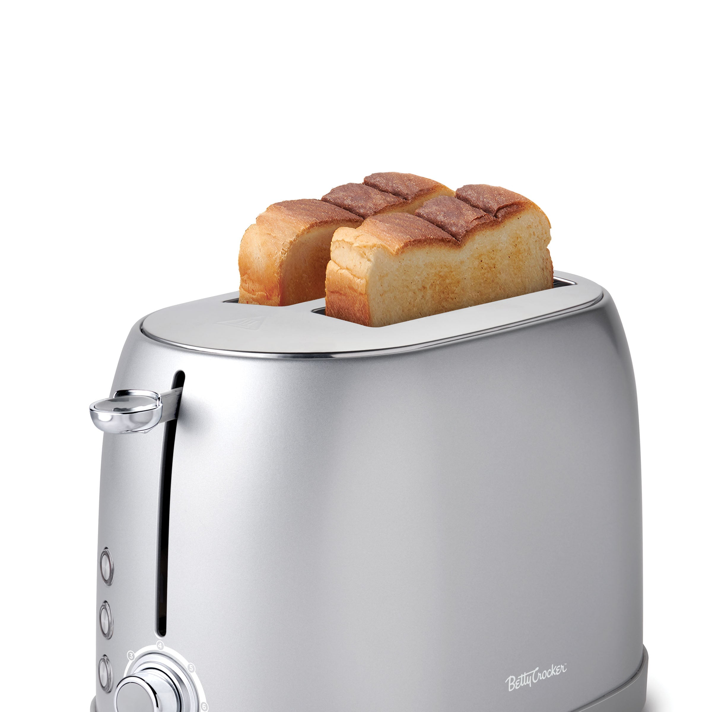 Betty Crocker 2-Slice Multi Function Toaster with Extra Wide Slots for Thick Bread Bagel and Waffle Toast Shade Control