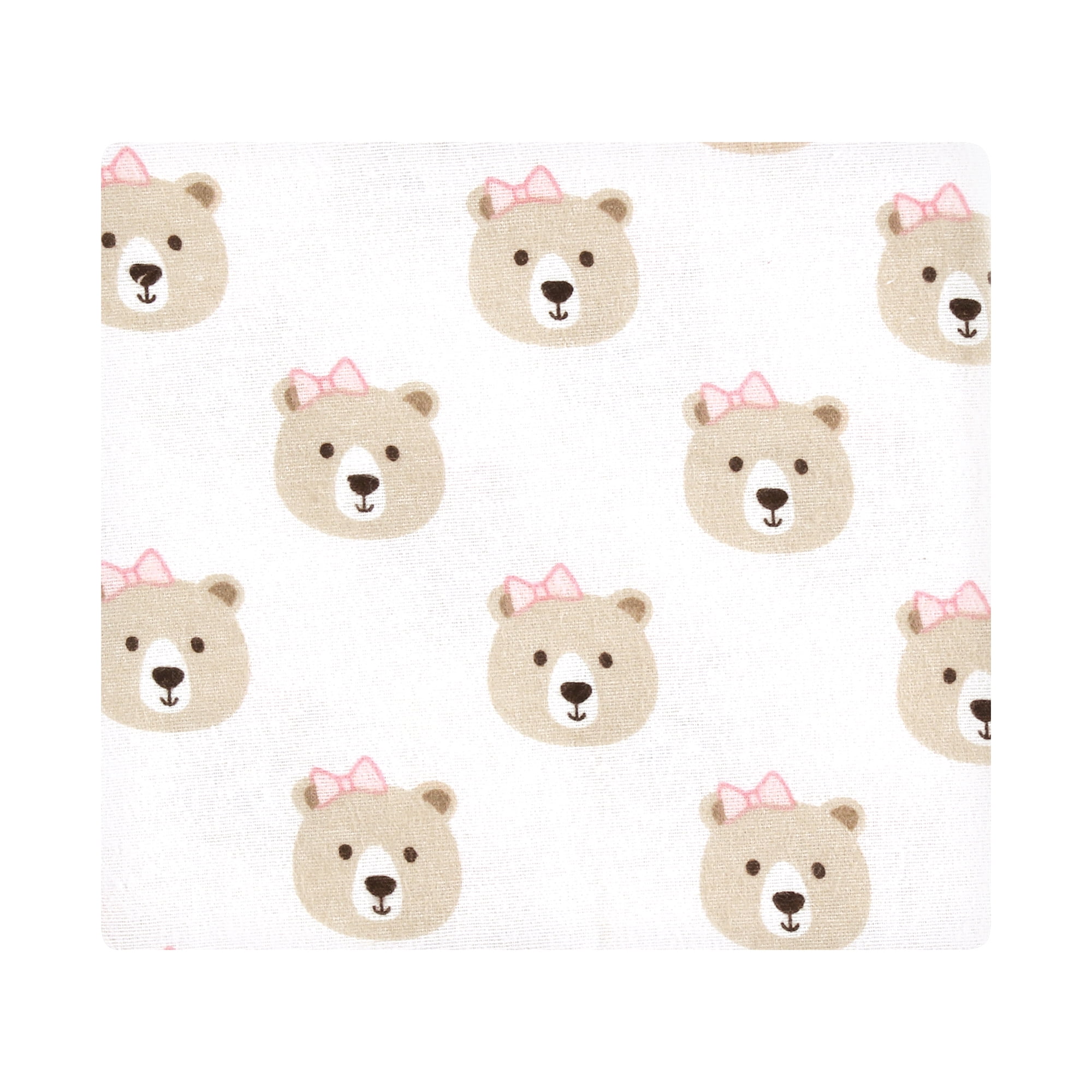 Hudson Baby Infant Girl Cotton Poly Flannel Receiving Blankets, Pink Taupe Bear, One Size