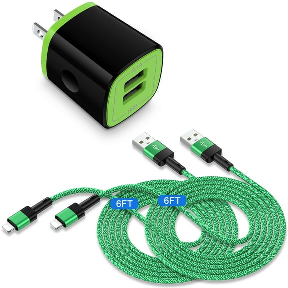 Zacenei USB Charger Block,2Pack iPhone Charger Cable Cords 6ft&1Pack 2.1A Dual USB Charger Adapter Wall Plug Fast Charging Block Multi Charging Cables 6ft iPhone Charger Set Compatible for iPhone 14