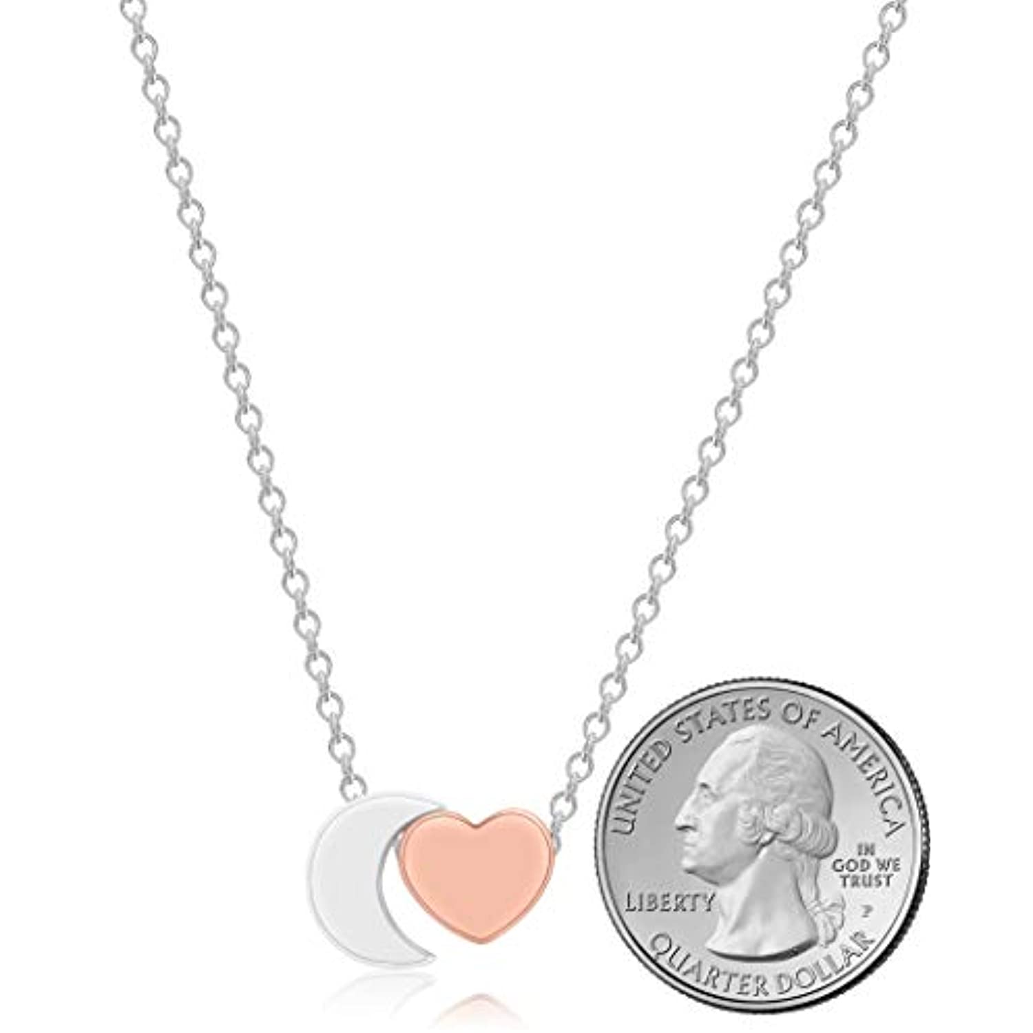 Daughter Jewelry Necklace Gift from Mom, Dad I Love You To The Moon and Back Heart & Moon Pendant Necklace, Jewelry Presents from Mother/Father Girls, Teens, Women, Adults (2-Tone Rose/Silver) - image 3 of 5