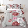 thumbnail image 1 of Aztec Dahlia Bed in a Bag Queen 7 Pieces,Lotus Flower Comforter Set Reversible Rusty Red Grey White Floral Design,Ultra Soft & Breathable Bedding Sets with Comforter,Sheets,Pillowcases & Shams, 1 of 5