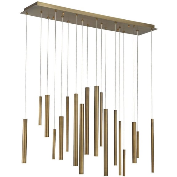 31446-035 Eurofase Lighting Santana Linear Chandelier 18 Light - 10 Inches Wide by 20 Inches High-Antique Brass Gold Finish