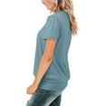 thumbnail image 4 of Gbsyewxs Womens Tops Crew Neck Short Sleeve Ruffle Solid Color Loose Summer T Shirts For Women Light Blue, 4 of 7