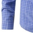 thumbnail image 4 of Mens Dress Shirt Plaid Cotton Business Formal Shirts Regular-Fit Wrinkle-Free Long Sleeve Button Down Casual Shirts Blue L, 4 of 5