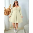 thumbnail image 3 of Womens Casual Plus Size Square Neck Long Sleeve Ribbed Swing Dress  XXL, 3 of 8
