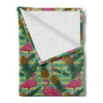 thumbnail image 2 of Flamingo Soft Flannel Fleece Blanket, Tropical Animals on Striped Background with Pineapples Banana Leaves Grunge Look, Cozy Plush for Indoor and Outdoor Use, 50" x 60", Multicolor, by Ambesonne, 2 of 5