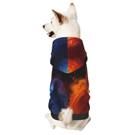 Haiem Red And Blue Abstract for Winter Dog Hoodie Sweatshirts with Pockets Warm Dog Clothes for Small Dogs Chihuahua-Medium