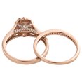 thumbnail image 5 of 14K Rose Gold Oval Solitaire Diamond Flower Halo Engagement Ring Bridal Set 1 CT, 5 of 6