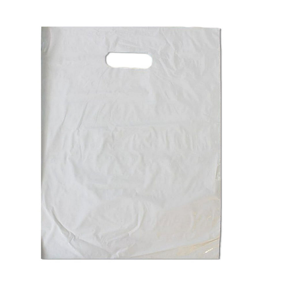 12" x 15" White Plastic Merchandise Bags Retail Shopping Bags (120 Pack)