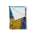 thumbnail image 2 of Digital Soft Flannel Fleece Throw Blanket, Geometric Squared Modern World Print Global Universe Artwork Image, Cozy Plush for Indoor and Outdoor Use, 60" x 80", Earth Yellow Sky Blue, by Ambesonne, 2 of 5