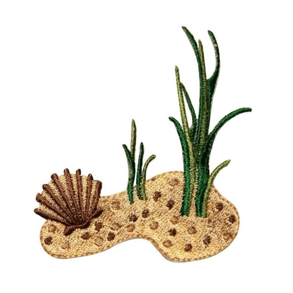 ID 0389 Ocean Floor Scene Patch Beach Shell Embroidered Iron On Badge Applique