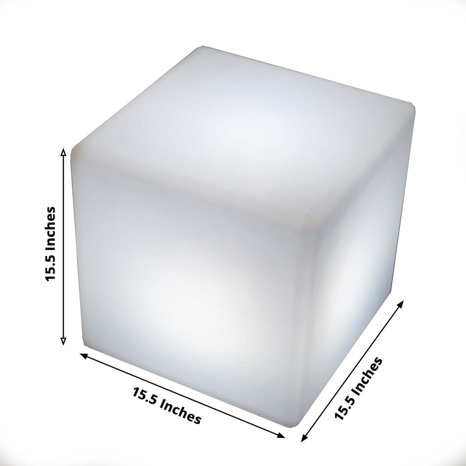 Efavormart 15.5" Cordless LED Rechargeable Light Cube Illuminated Furniture Stool - Color Changing, Waterproof with Accessory Bag