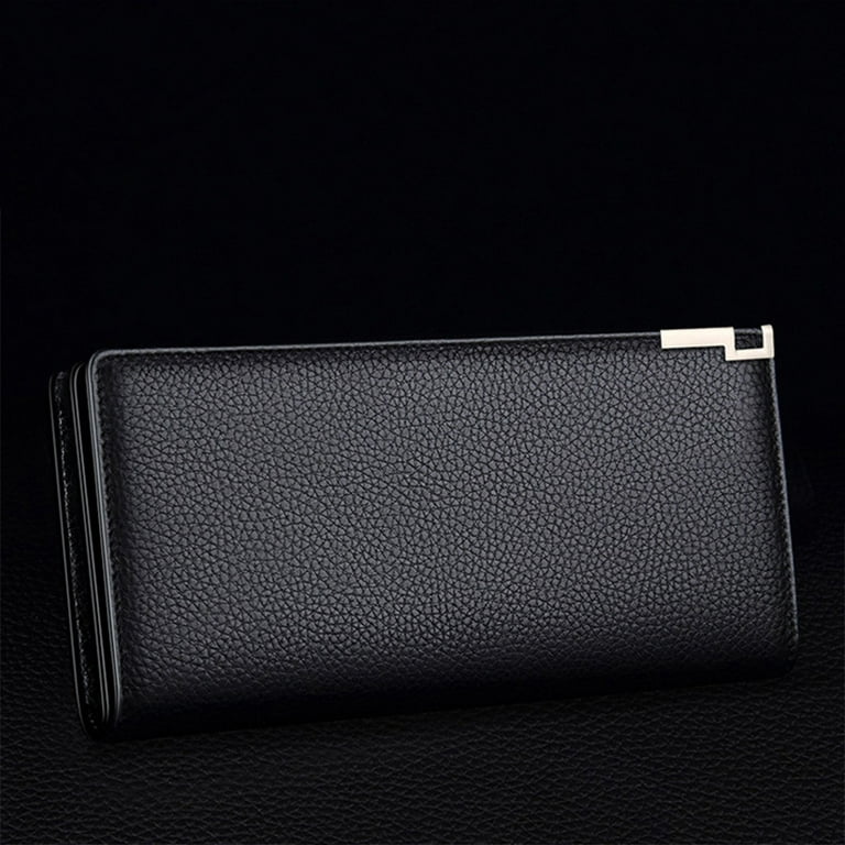  BALIDIYA Men Clutch Purse Bag Leather Wallet Card Holder  Business 2 Zipper Black : Clothing, Shoes & Jewelry