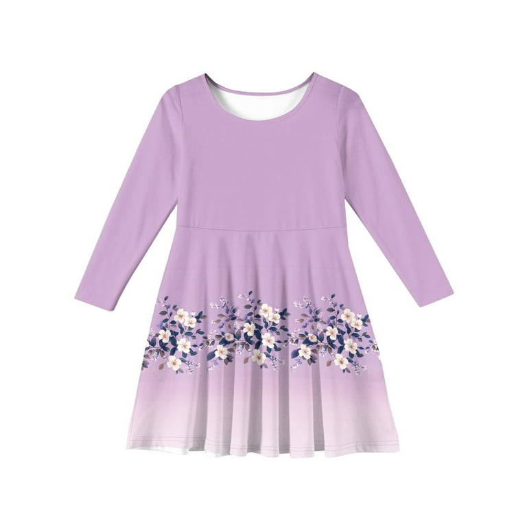 Inglocry Girls Long Sleeve Dress A line Twirly Skater Tie Dye Boho School  Party Dress For Teens 4-15Y Light Purple 9-10Y - Walmart.com