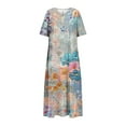 thumbnail image 4 of Women's Fashionable Printed Short Sleeved V-neck Dress Long Skirt, 4 of 4