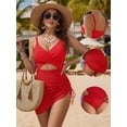 thumbnail image 4 of MOYIKO Womens One Piece Swimsuit Slimming Tummy Control Mesh Cutout Sheer Sarong Wraps Bathing Suit, 4 of 7