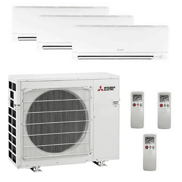 Mitsubishi 42,000 BTU 3 Zone Wall Mounted Ductless Mini-Split Heat Pump  System - 19.7 SEER (15K+15K+18K) - Walmart.com