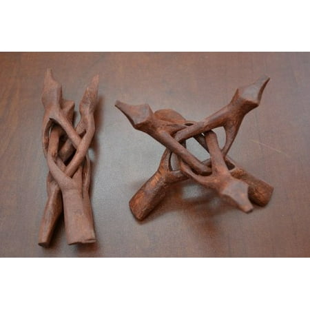 Wood Fiberglass Tripod - 2 Pc Wood Carved Tripod Snake Holder Stand 6