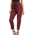 thumbnail image 2 of Dezsed Women's Pants Casual Trouser Paper Bag Pants Elastic Waist Slim Pants with Pockets, 2 of 8
