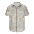 thumbnail image 4 of ZCFZJW Hawaiian Shirt for Men Regular Fit Summer Lightweight Breathable Blouse Vintage Leaves Printed Short Sleeve Button Down Graphic T-Shirt Tops Khaki XXL, 4 of 5