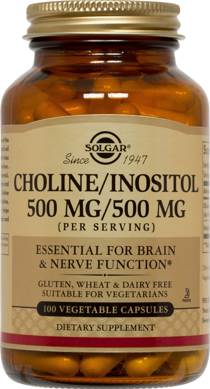 Solgar Choline Inositol 500 mg 500 mg Vegetable Capsules 100 ct