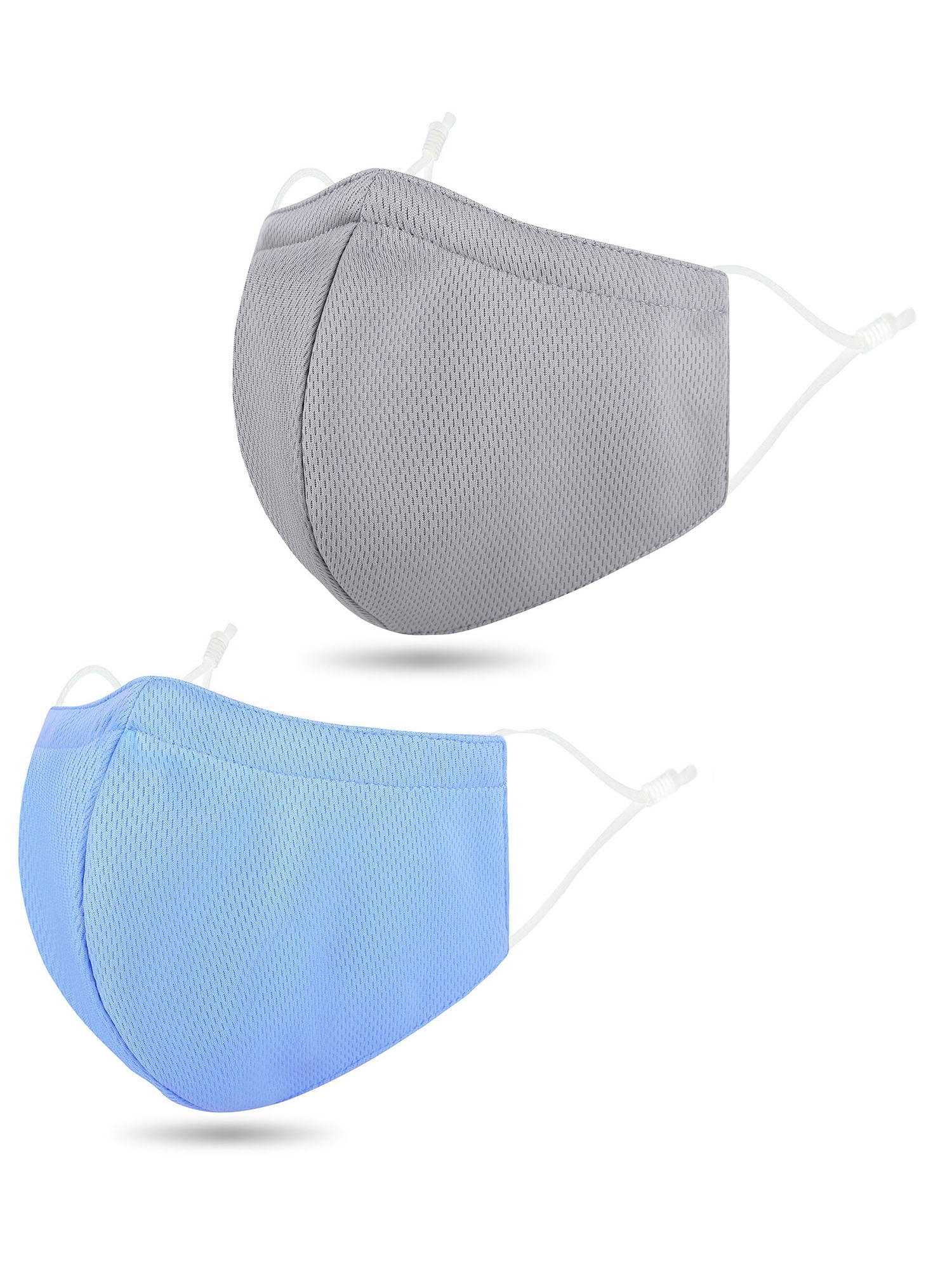 Cloth Face Mask Reuseable Washable Fabric Mask,2 Pack Blue/Grey