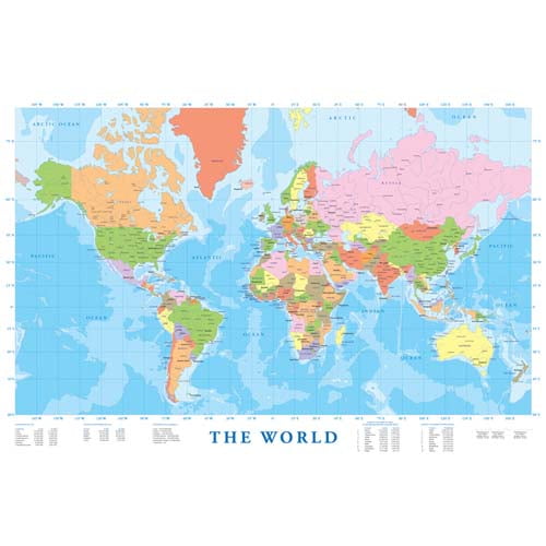 2400-1271 - MAP OF THE WORLD POSTER 36X24 IN