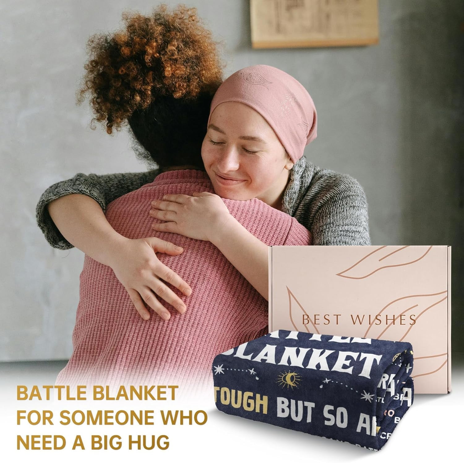 Cancer Care Gifts for Women, Get Well Soon Gifts Blanket for Her Him, Cancer Fighter Inspirational Quote Chemo Patient Gift - Meaningful Caring Message Battle Blanket