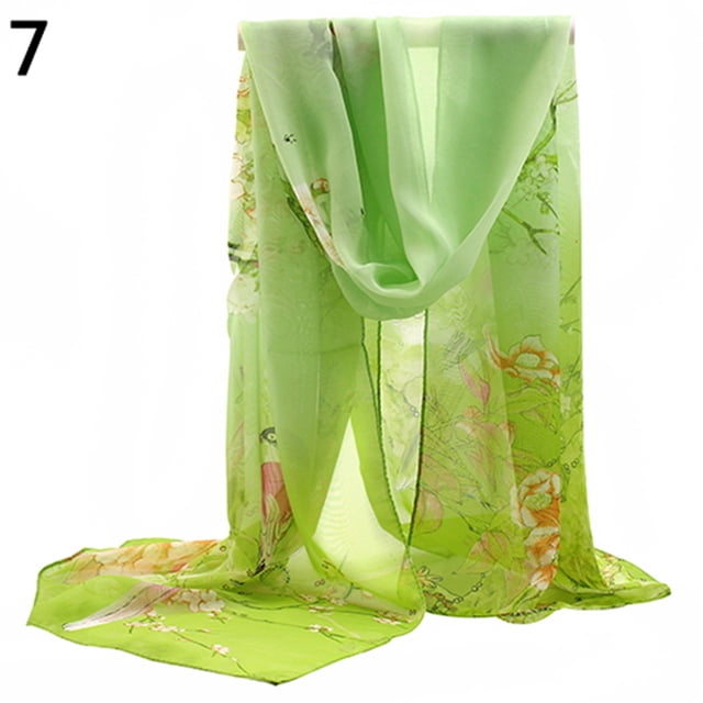 Opolski Mode Femmes Long Foulard en Chiffon Imprimé Fleur Doux Protection Solaire