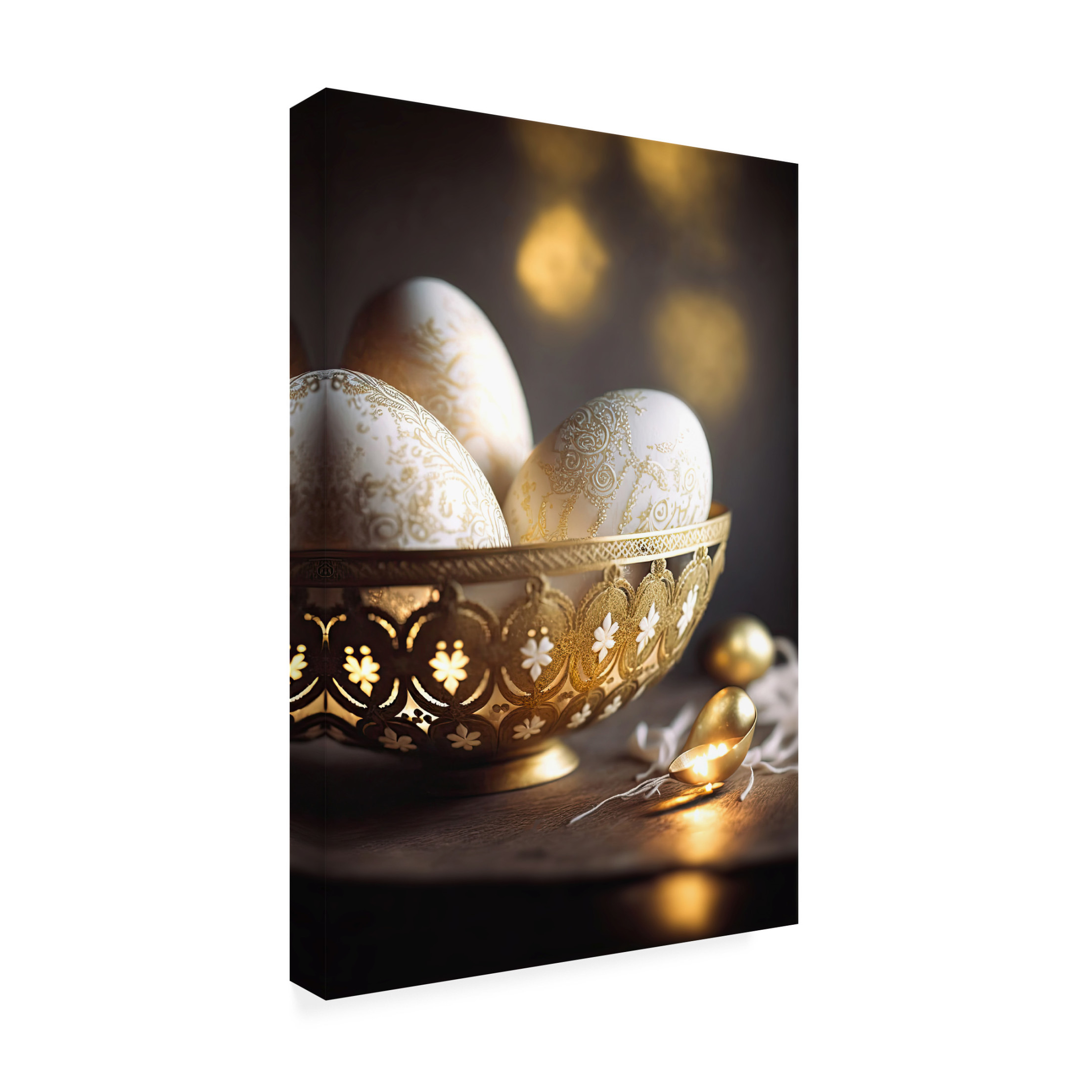 Canvas Wall Art - Treechild 'Ornamented Eggs' Wall Art for Living Room, Bedroom, or Office D?cor by Trademark Fine Art - 22 x 32 Inches